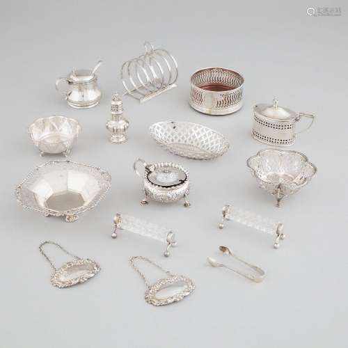 Group of English Silver, late 19th/20th century, toast rack