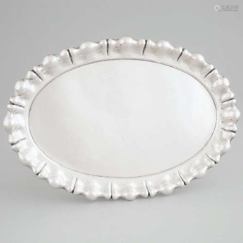 Hungarian Silver Lobed Oval Tray, 20th century, length 15 i