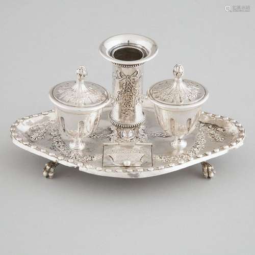 German Silver Inkstand, Karl Kurz, Kesselstadt, early 20th