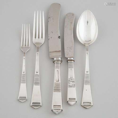 German Jugendstil Silver 'Zweckform' Flatware Service, Brem