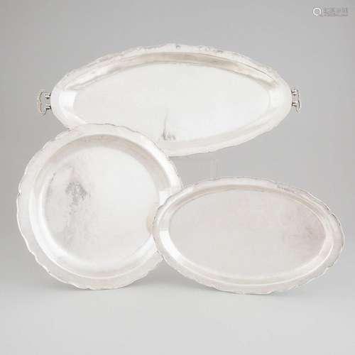 Peruvian Silver Two-Handled Fish Platter, Circular Dish and