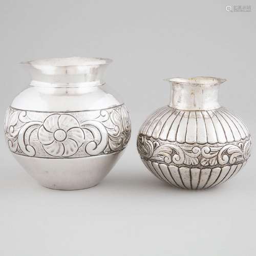 Two Peruvian Silver Vases, 20th century, height 6.7 in — 17