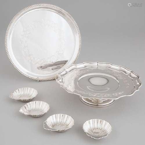 Canadian Silver Circular Waiter, Footed Comport and Four Sh