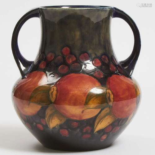 Moorcroft Pomegranate Two-Handled Vase, c.1925, height 7.9