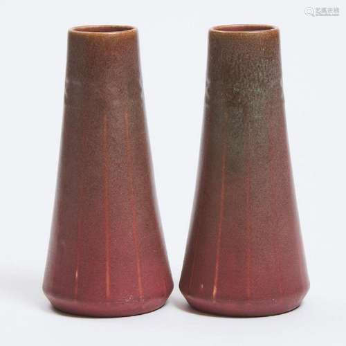 Pair of Rookwood Iron Red Matte Glazed Vases, 1912, height