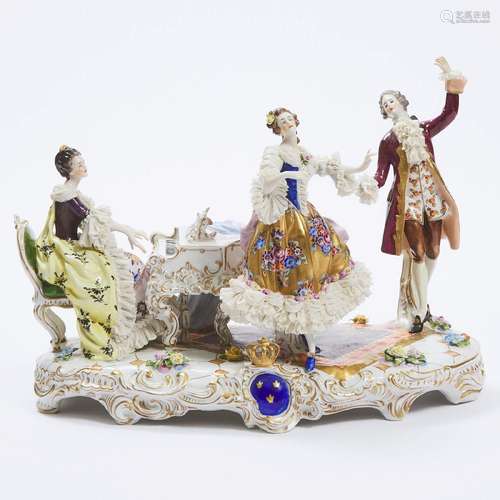 Volkstedt Musical Soirée Figure Group, 20th century, 11.5 x