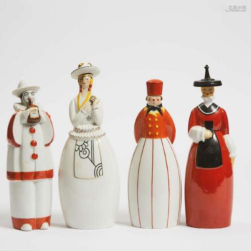 Four Robj Character Bottles, Paris, c.1925, largest height