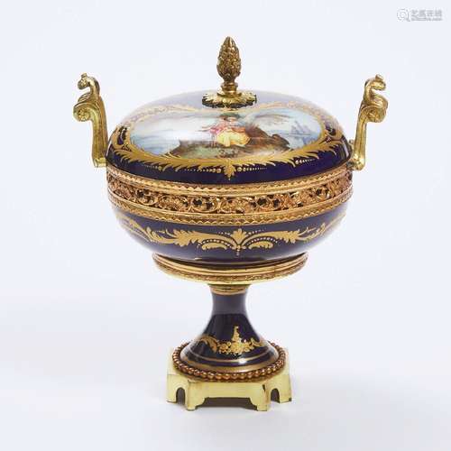 Gilt-Bronze Mounted 'Sèvres' Bleu de Roi Ground Potpourri V