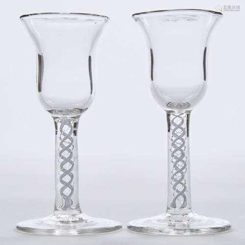 Pair of English Composite Stemmed Small Glasses, 19th centu