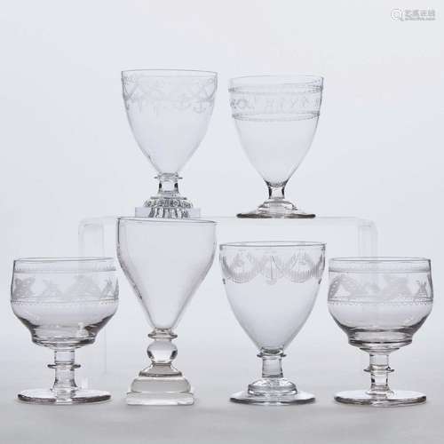 Six Various English Glass Rummers, late 18th/early 19th cen