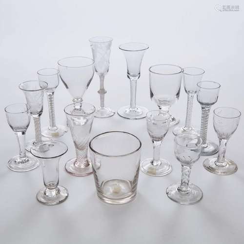 Group of Fifteen Various English Drinking Glasses, 18th/19t