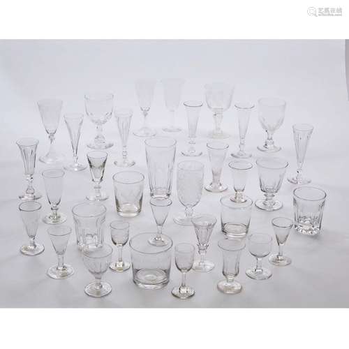 Thirty-Four Various English and Continental Drinking Glasse