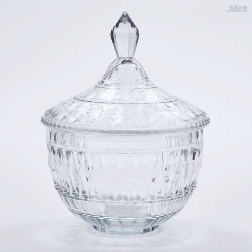 Continental Cut Glass Covered Bowl, late 19th/20th century,