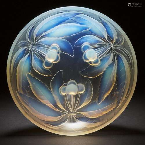 G. Vallon Moulded and Frosted Opalescent Glass Bowl, mid-20