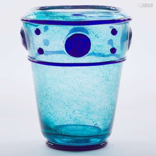 Daum Cobalt Glass Vase, 20th century, height 7.4 in — 18.7