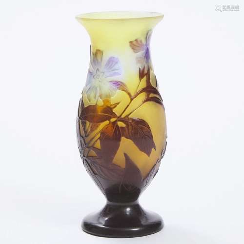 Gallé Cameo Glass Vase, c.1900, height 6.2 in — 15.7 cm