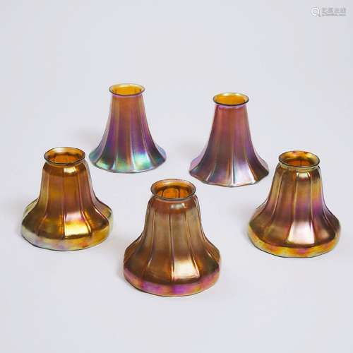 Five American Iridescent Glass Shades, early 20th century,