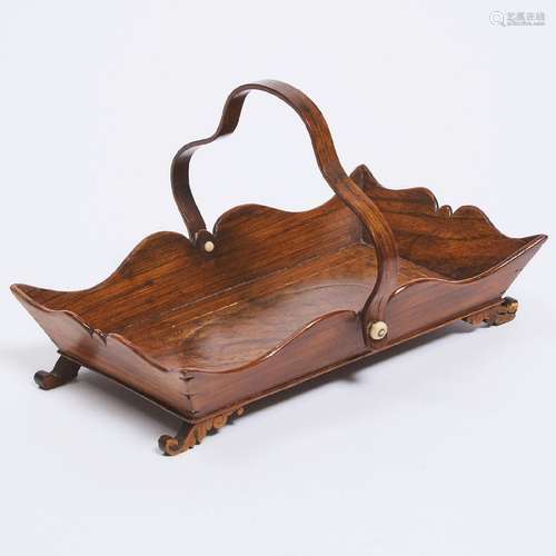 William IV Rosewood Basket Form Card Tray, c.1840, 1.75 x 8