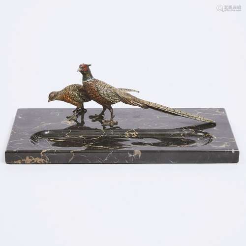 Pair of Austrian Cold Painted Bronze Pheasants, 1st half 20