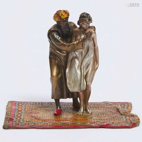 Austrian Erotic Cold Painted Bronze Figural Group, early 20