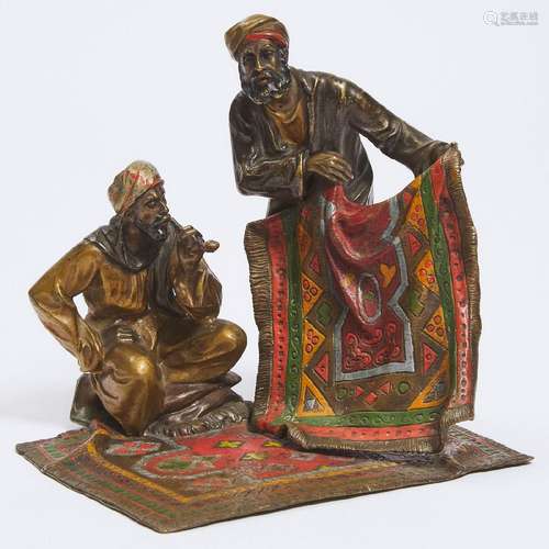 Austrian Orientalist Cold Painted Bronze Carpet Merchants G