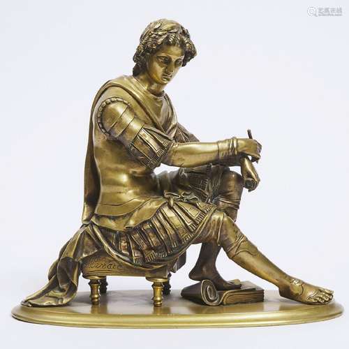 French Gilt Bronze Figure of a Seated Scholar, mid 19th cen