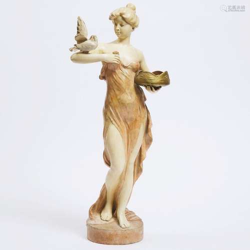 Goldscheider Painted Plaster Figure of a Young Beauty with