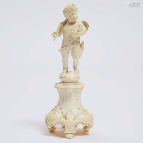 Small Dieppe Carved Ivory Figure of Cupid, 19th century, he