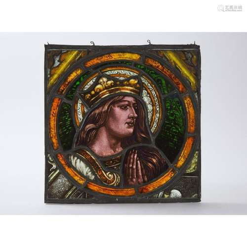 Victorian Mediaeval Style Stained Glass Window Panel, 19th