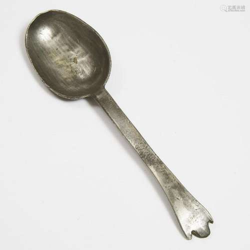 English Pewter Trifid Spoon, 17th/early 18th century, lengt