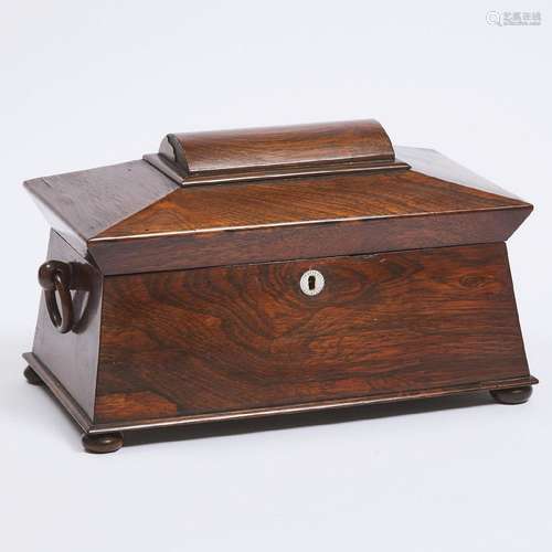 Large William IV Rosewood Tea Caddy, mid 19th century, 8.25