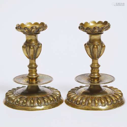 Pair of Italian Bronze Candlesticks, late 17th/early 18 cen