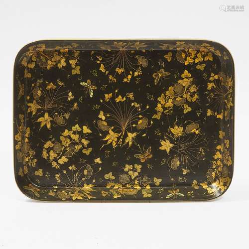 Regency Gilt Decorated Black Lacquer Tea Tray, Clay, King S