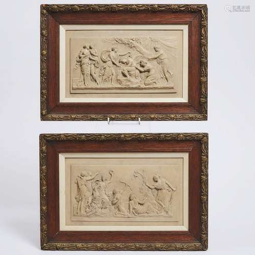 Pair of Italian Marble Composite Classical Relief Plaques,