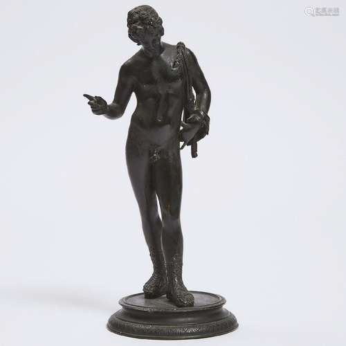 Italian Patinated Bronze Grand Tour Souvenir Figure of Narc