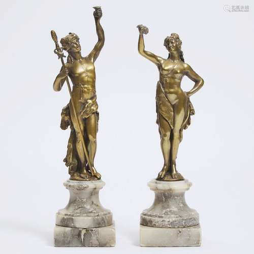 Pair of Italian Gilt Bronze Bacchanalian Figures, 19th cent