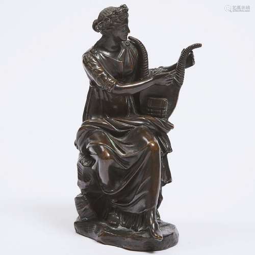 Grand Tour Patinated Bronze Model of a Classical Musician,