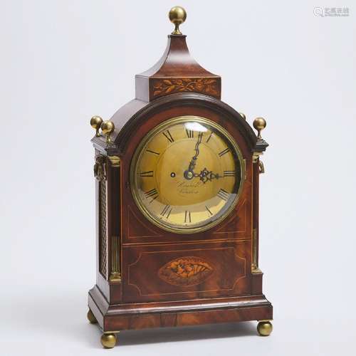 George III Flame Mahogany Bracket Clock, Russell of London,