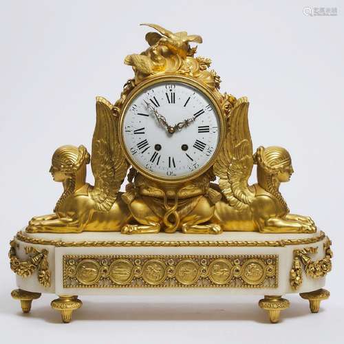 Large French Louis XVI Style Mantle Clock, Tiffany & Co....