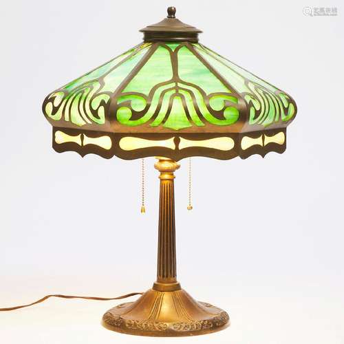 American Slag Glass Desk Lamp, early 20th century, height 2