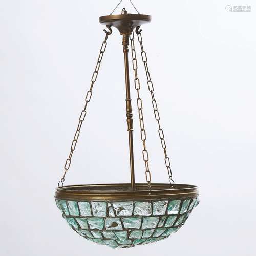 Chunk Jewel Glass Hanging Hall Fixture, early 20th century,