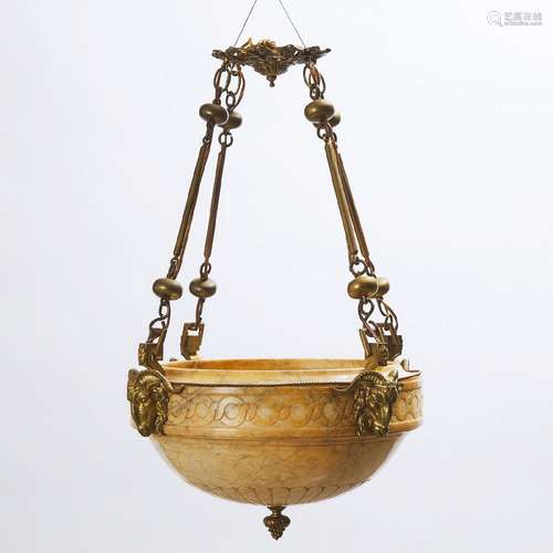 Ormolu Mounted Alabaster Hanging Light Fixture, c.1900