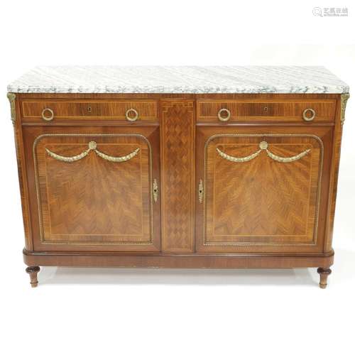 French Belle Époque Ormolu Mounted Satinwood Sideboard, ear