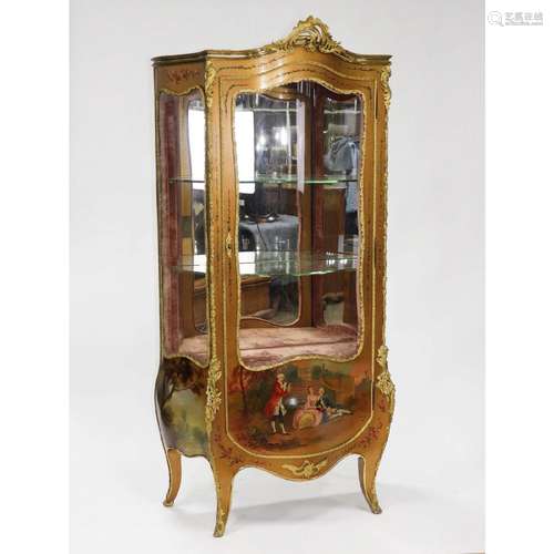 French Louis XV Style Ormolu Mounted and Painted Vitrine, e