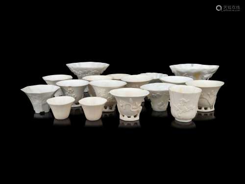 17 Chinese Blanc de Chine Porcelain Libation Cups