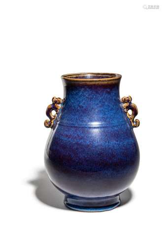 A Chinese Flambe Glazed Hu-Form Vase