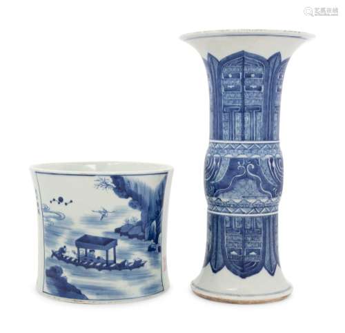 Two Chinese Blue and White Porcelain Vessels