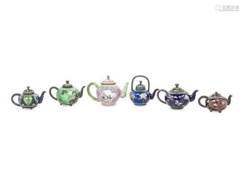 Six Chinese and Japanese Enameled Teapots LATE 19TH CENTURY-...