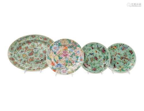 Four Chinese Famille Rose Porcelain Plates 19TH CENTURY