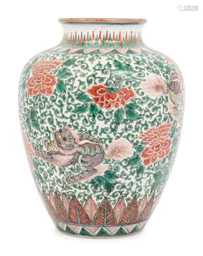 A Chinese Wucai Porcelain Jar QING DYNASTY (1644-1912)